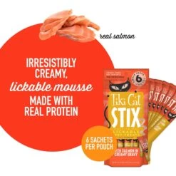 Tiki Cat Stix Salmon In Gravy Grain-Free Wet Cat Treat & Tiki Cat Aloha Friends Variety Pack Grain-Free Wet Cat Food -Meow Meals 298548 PT8. AC SS1800 V1702939342