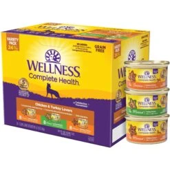 Wellness Chicken & Turkey Lovers Canned Cat Food, 3-oz, Case Of 24 & Wellness CORE Signature Selects Shredded Boneless Chicken & Chicken Liver Entree In Sauce Grain-Free Natural Canned Cat Food -Meow Meals 298656 PT5. AC SS1800 V1621987386