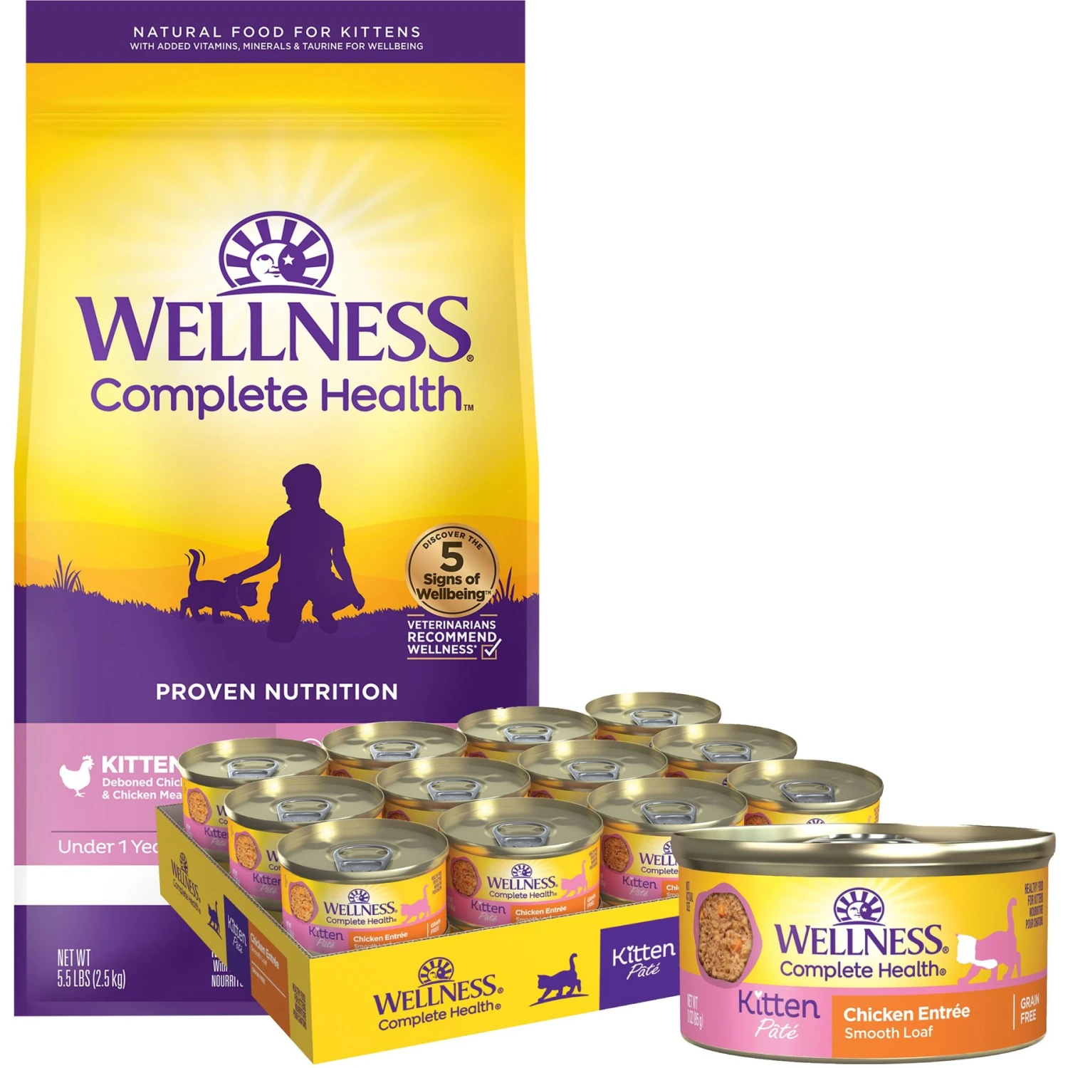 Wellness Complete Health Kitten Chicken Entree Recipe Natural Canned Cat Food & Wellness Complete Health Natural Grain-Free Deboned Chicken & Chicken Meal Dry Kitten Food 3 Wellness Complete Health Kitten Chicken Entree Recipe Natural Canned Cat Food & Wellness Complete Health Natural Grain-Free Deboned Chicken & Chicken Meal Dry Kitten Food