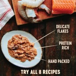 Wellness Seafood Pate Favorites Canned Cat Food, 3-oz, Case Of 24 & Wellness CORE Signature Selects Flaked Skipjack Tuna & Wild Salmon Entree In Broth Grain-Free Canned Cat Food -Meow Meals 298732 PT3. AC SS1800 V1621991315
