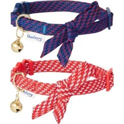 Blueberry Pet Sleek Handsome Diagonal Striped Breakaway Bow Tie Personalized Cat Collar, 2 Count