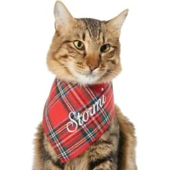 Frisco Tartan Plaid Embroidered Personalized Dog & Cat Bandana -Meow Meals 301157 PT7. AC SS1800 V1628535770