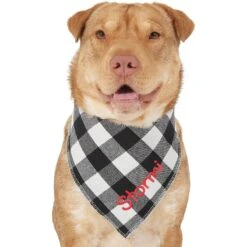 Frisco Buffalo Check Embroidered Personalized Dog & Cat Bandana -Meow Meals 301162 PT6. AC SS1800 V1628536015