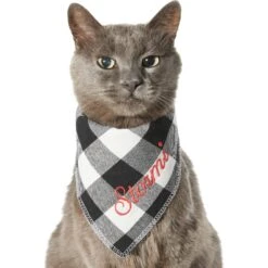 Frisco Buffalo Check Embroidered Personalized Dog & Cat Bandana -Meow Meals 301162 PT7. AC SS1800 V1628535983