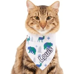Frisco Buffalo Plaid Winter Animals Personalized Dog & Cat Bandana -Meow Meals 301365 PT7. AC SS1800 V1628100091