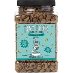 Tiny Tiger Pate Seafood Recipes Variety Pack Grain-Free Canned Cat Food & Tiny Tiger Crunchy Bunch, Fins Of Fury, Seafood Flavor Cat Treats -Meow Meals 303758 PT5. AC SS1800 V1623043953