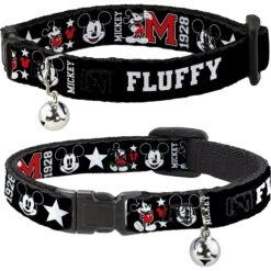 Buckle-Down Disney Classic Mickey Mouse 1928 Collage Personalized Breakaway Cat Collar With Bell