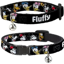 Buckle-Down Disney The Sensational Six Smiling Faces Personalized Breakaway Cat Collar With Bell
