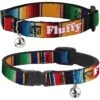Buckle-Down Zarape2 Vertical Multi Color Stripe Personalized Breakaway Cat Collar With Bell -Meow Meals 306422 MAIN. AC SS1800 V1625252937