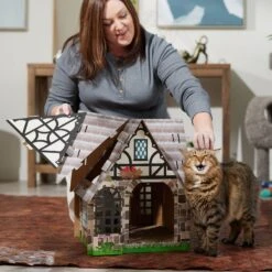 Frisco Tudor House Cardboard Cat House -Meow Meals 308815 PT3. AC SS1800 V1696880189