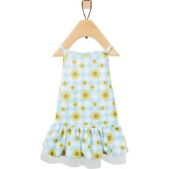 Frisco Sunflower Gingham Dog & Cat Dress -Meow Meals 312120 PT3. AC SS1800 V1644424451