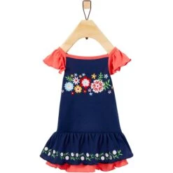 Frisco Embroidered Floral Dog & Cat Dress -Meow Meals 312128 PT3. AC SS1800 V1644423417
