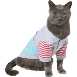 Frisco Striped Polo Dog & Cat Shirt -Meow Meals 312208 PT2. AC SS1800 V1644880382
