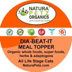 Natura Petz Organics Dia-Beat-It Cat Supplement, 4-oz Jar -Meow Meals 314159 PT1. AC SS1800 V1692637669