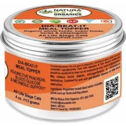 Natura Petz Organics Dia-Beat-It Cat Supplement, 4-oz Jar -Meow Meals 314159 PT3. AC SS1800 V1692645583