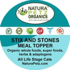 Natura Petz Organics STIX AND STONES MEAL TOPPER* Kidney, Urinary Tract Infection & Stone Support* Cat Supplement -Meow Meals 314203 PT1. AC SS1800 V1692642813