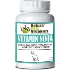 Natura Petz Organics VITAMIN NINJA - OMEGA 3 & 6, Super Food, Immune & Multi-Vitamin Support Cat Supplement