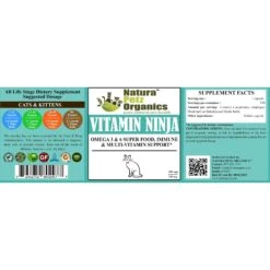 Natura Petz Organics VITAMIN NINJA - OMEGA 3 & 6, Super Food, Immune & Multi-Vitamin Support Cat Supplement -Meow Meals 314442 PT2. AC SS1800 V1692035400