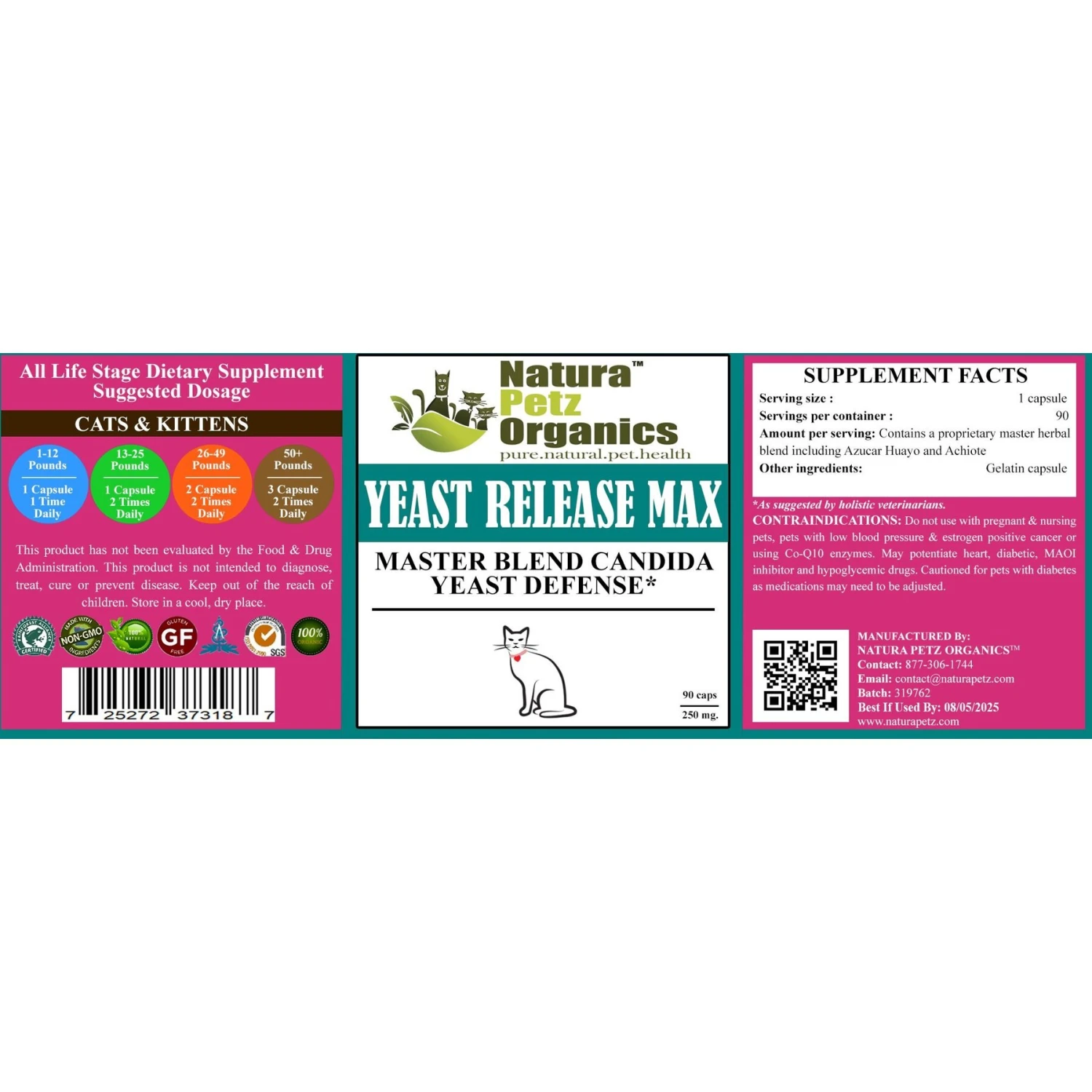 Natura Petz Organics YEAST RELEASE MAX * Master Blend Candida Yeast Defense Support* Cat Supplement 5 Natura Petz Organics YEAST RELEASE MAX * Master Blend Candida Yeast Defense Support* Cat Supplement - Image 3