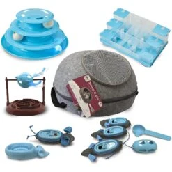 Ethical Pet Doc & Phoebe Puzzle Cat Feeder, Blue/White -Meow Meals 316060 PT5. AC SS1800 V1631784100