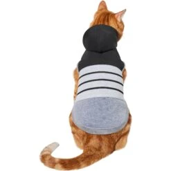 Frisco Gray Striped Dog & Cat Hoodie -Meow Meals 317305 PT2. AC SS1800 V1646434346