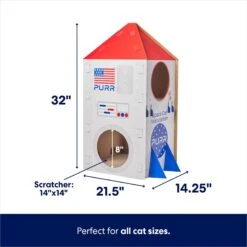 Frisco Spaceship Cardboard Cat House, 2-Story -Meow Meals 317721 PT1. AC SS1800 V1689340733