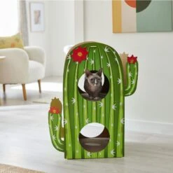 Frisco Cactus Cardboard Cat House, 2-Story -Meow Meals 317725 PT3. AC SS1800 V1642099098