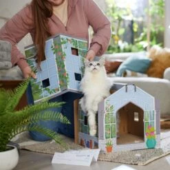 Frisco Greenhouse Cardboard Cat House -Meow Meals 317737 PT3. AC SS1800 V1688677249