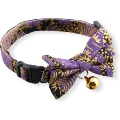 Necoichi Gilded Gold Bow Tie Breakaway Cat Collar -Meow Meals 335341 PT2. AC SS1800 V1643677026