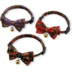 Necoichi Gilded Gold Bow Tie Breakaway Cat Collar -Meow Meals 335341 PT7. AC SS1800 V1643668339