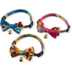 Necoichi Yukata Bow Tie Breakaway Cat Collar -Meow Meals 335345 PT4. AC SS1800 V1644920834