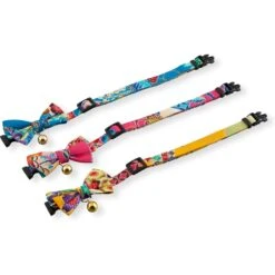 Necoichi Yukata Bow Tie Breakaway Cat Collar -Meow Meals 335345 PT6. AC SS1800 V1644917523