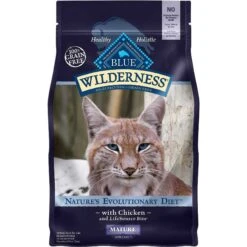 Blue Buffalo Wilderness High Protein Natural Grain-Free Chicken Mature Dry Cat Food & Blue Buffalo Wilderness Pate Variety Pack Duck, Chicken & Salmon Grain-Free Cat Canned Food -Meow Meals 338653 PT1. AC SS1800 V1635894873