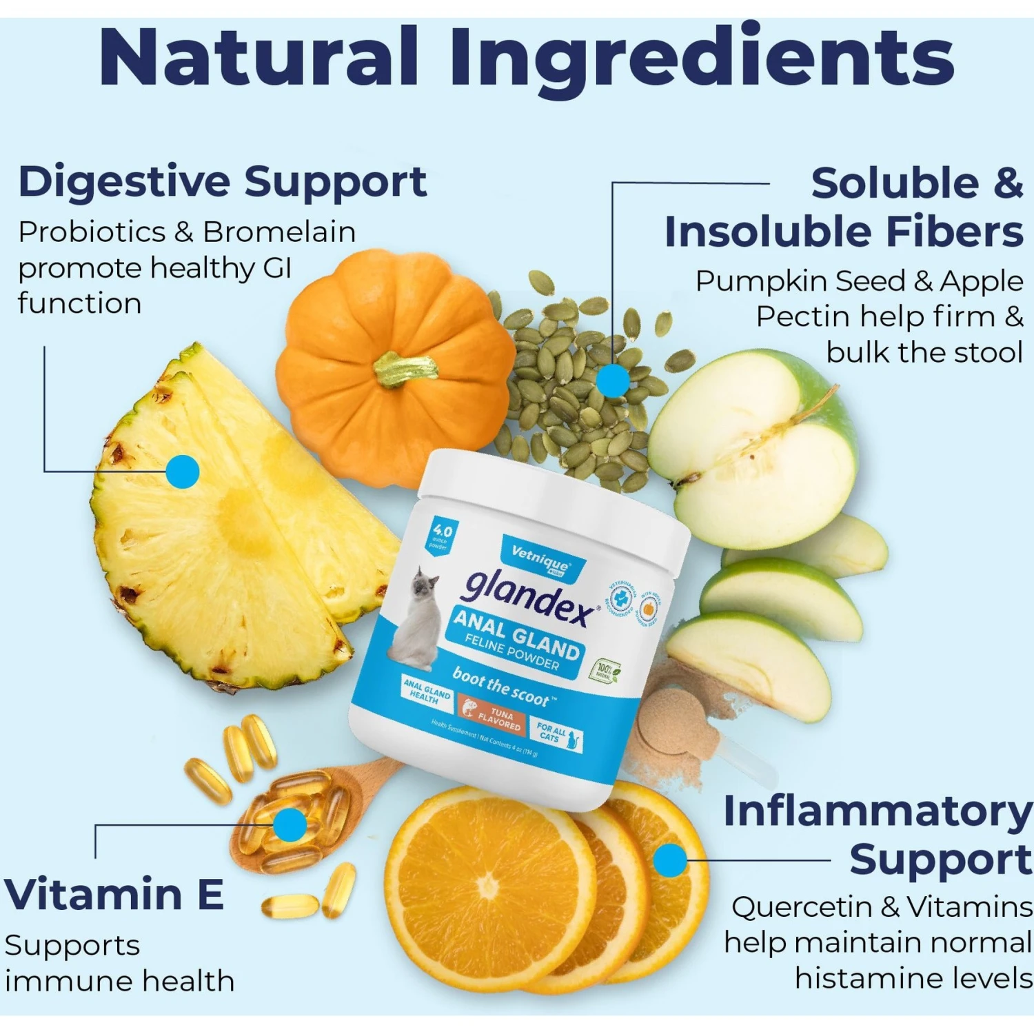 Vetnique Labs Glandex Tuna Flavored Powder Digestive Supplement For Cats 8 Vetnique Labs Glandex Tuna Flavored Powder Digestive Supplement For Cats - Image 6