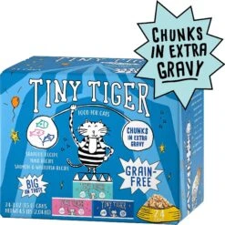 Tiny Tiger, Meaty Tenders Cat Treats, Salmon Recipe & Tiny Tiger Chunks In EXTRA Gravy Seafood Recipes Variety Pack Grain-Free Canned Cat Food 16 Tiny Tiger, Meaty Tenders Cat Treats, Salmon Recipe & Tiny Tiger Chunks In EXTRA Gravy Seafood Recipes Variety Pack Grain-Free Canned Cat Food -Meow Meals 347704 PT5. AC SS1800 V1639542399