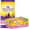 Wellness Complete Health Natural Grain-Free Deboned Chicken & Chicken Meal Dry Kitten Food & Wellness Complete Health Kitten Variety Pack Grain-Free Canned Cat Food, 3-oz, Case Of 12 -Meow Meals 353443 MAIN. AC SS1800 V1639524408