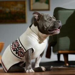 Frisco Geometric Pattern Dog & Cat Sweater -Meow Meals 353642 PT7. AC SS1800 V1660749718