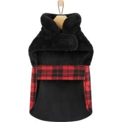 Frisco Mediumweight Plaid Faux Fur Dog & Cat Jacket -Meow Meals 353847 PT5. AC SS1800 V1661259569