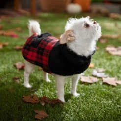 Frisco Mediumweight Plaid Faux Fur Dog & Cat Jacket -Meow Meals 353847 PT7. AC SS1800 V1661274842