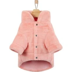 Frisco Lightweight Faux Fur Pink Puffer Dog & Cat Coat -Meow Meals 353869 PT5. AC SS1800 V1659726716