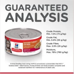 Hill's Science Diet Adult Savory Turkey Entree Canned Cat Food 17 Hill's Science Diet Adult Savory Turkey Entree Canned Cat Food -Meow Meals 48968 PT6. AC SS1800 V1598142993