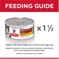 Hill's Science Diet Adult Hairball Control Savory Chicken Entree Canned Cat Food -Meow Meals 48978 PT7. AC SS1800 V1598155865