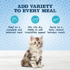Blue Buffalo Baby Blue Healthy Growth Formula Natural Multi-Pack Chicken Recipe Kitten Wet Food, 3-oz Cans, 6 Count -Meow Meals 502326 PT2. AC SS1800 V1647639399