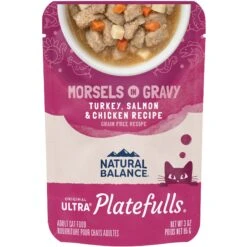 Natural Balance Platefulls Indoor Formula Turkey, Salmon & Chicken In Gravy Grain-Free Cat Food Pouches