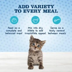 Blue Buffalo Baby Blue Healthy Growth Formula Grain-Free High Protein Chicken Recipe Kitten Wet Food, 3-oz Cans, Case Of 24 & Blue Buffalo Baby Blue Healthy Growth Formula Grain-Free High Protein Salmon Recipe Kitten Wet Food, 3-oz Cans, Case Of 24 -Meow Meals 515078 PT4. AC SS1800 V1649347942