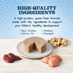 Blue Buffalo Baby Blue Healthy Growth Formula Grain-Free High Protein Chicken Recipe Kitten Wet Food, 3-oz Cans, Case Of 24 & Blue Buffalo Baby Blue Healthy Growth Formula Grain-Free High Protein Salmon Recipe Kitten Wet Food, 3-oz Cans, Case Of 24 -Meow Meals 515078 PT7. AC SS1800 V1649344309