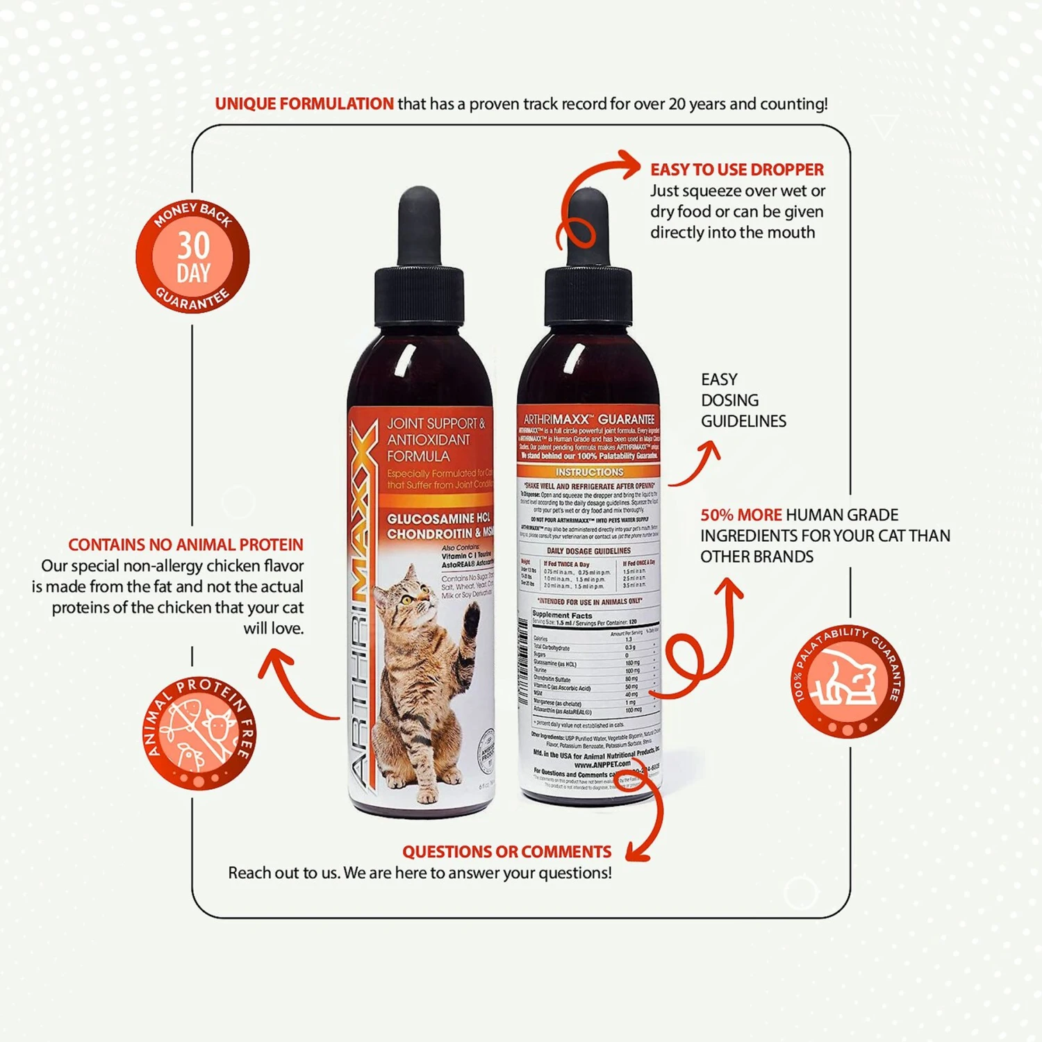 Animal Nutritional Products ArthriMAXX Liquid Joint Support & Antioxdant Cat Supplement, 6-oz Bottle 10 Animal Nutritional Products ArthriMAXX Liquid Joint Support & Antioxdant Cat Supplement, 6-oz Bottle - Image 8