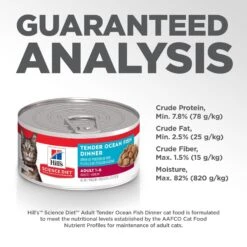 Hill's Science Diet Adult Tender Ocean Fish Dinner Canned Cat Food -Meow Meals 52765 PT7. AC SS1800 V1598142969