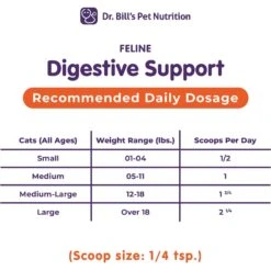 Dr. Bill's Pet Nutrition Feline Digestive Support Cat Supplement Powder, 60-gm Pouch -Meow Meals 577462 PT5. AC SS1800 V1674159925