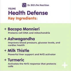 Dr. Bill's Pet Nutrition Feline Health Defense Cat Supplement Powder, 60-gm Pouch -Meow Meals 577478 PT2. AC SS1800 V1674240690
